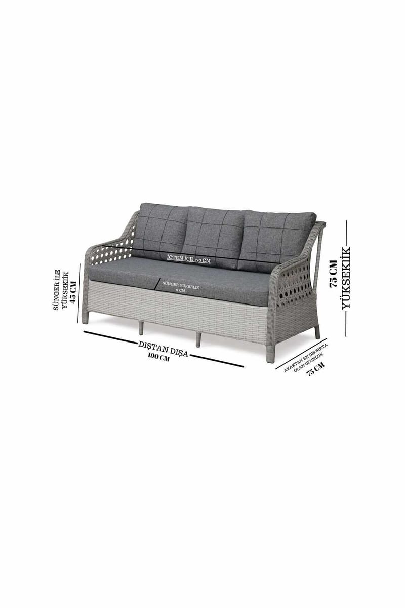 Hage-loungesett Atelier Del Sofa Rondi (175 x 78 x 60 cm) Krembrun - Hagemøbler & utemiljø - Hagegruppe - Cafemøbler & cafesett