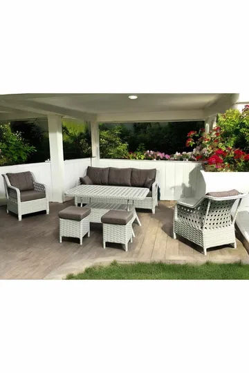 Hage-loungesett Atelier Del Sofa Rondi (175 x 78 x 60 cm) Melkebrun - Melkebrun - Hagemøbler & utemiljø - Hagegruppe - Cafemøbler & cafesett