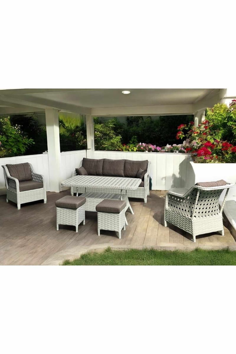 Hage-loungesett Atelier Del Sofa Rondi (175 x 78 x 60 cm) Melkebrun - Melkebrun - Hagemøbler & utemiljø - Hagegruppe - Cafemøbler & cafesett