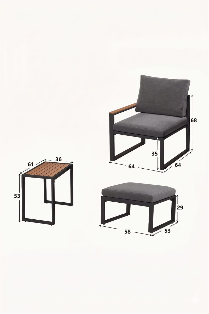 Hage-loungesett Hanah Home Multilounge (64 x 68 x 64 cm) Grå - Grå - Hagemøbler & utemiljø - Hagegruppe - Cafemøbler & cafesett
