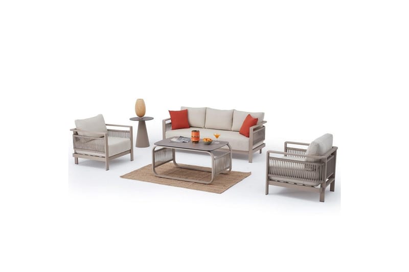 Hage loungesett Hungirr Beige - Beige - Hagemøbler & utemiljø - Hagegruppe - Sofagruppe utendørs
