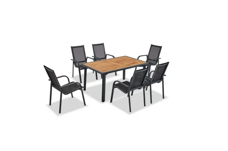 Hage loungesett Retzow Antrasitt / Tre, Gråfarget tre/Antrasitt