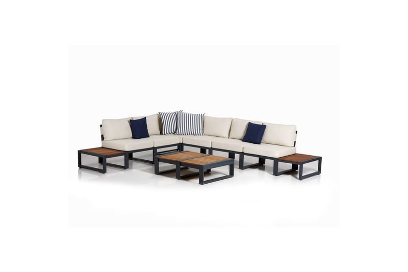 Hage loungesett Suda Puerta Antrasitt / Krem, Cremehvit/Antrasitt