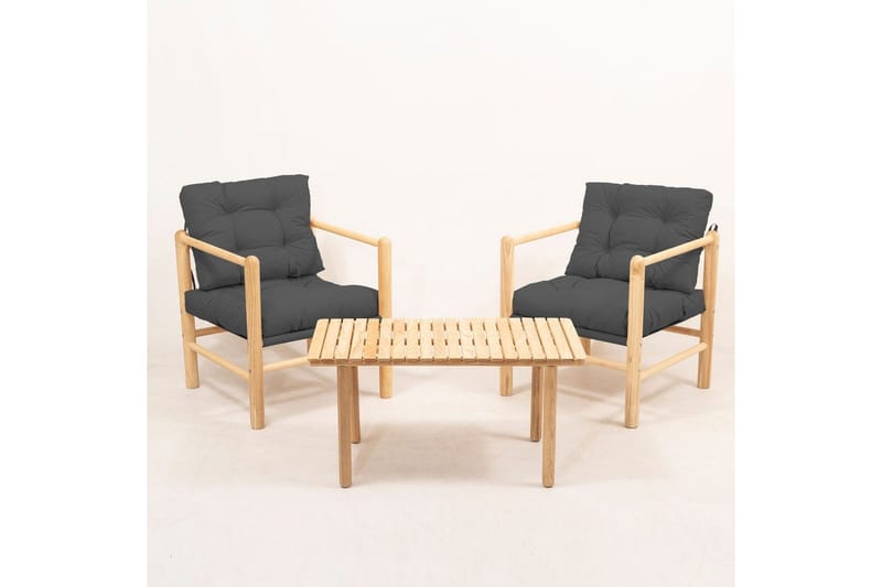 Hagebord- og stolsett (3 deler) Hue Antrasitt, Antrasitt