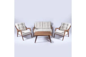 Hagebord- og stolsett (4 deler) Virella01 Krem - Cremehvit - Hagemøbler & utemiljø - Hagegruppe - Cafemøbler & cafesett