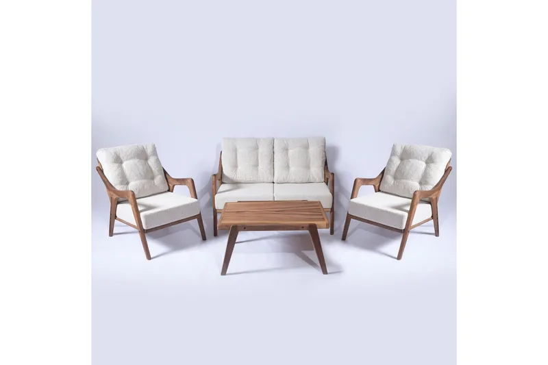 Hagebord- og stolsett (4 deler) Virella01 Krem - Cremehvit - Hagemøbler & utemiljø - Hagegruppe - Cafemøbler & cafesett