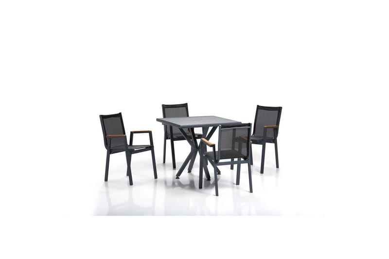Hagebord- og stolsett (5 deler) Belorhaven Grå / Svart, Svart/Grå