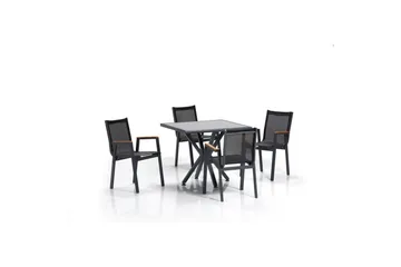 Hagebord- og stolsett (5 deler) Iraland Grå / Svart - Svart/Grå - Hagemøbler & utemiljø - Hagegruppe - Cafemøbler & cafesett