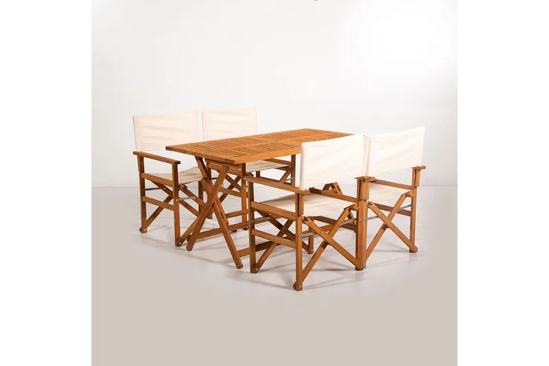 Hagebord- og stolsett (5 deler) Rathore Krem, Cremehvit