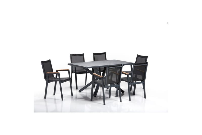 Hagebord- og stolsett (7 deler) Narellan Grå - Grå - Hagemøbler & utemiljø - Hagegruppe - Spisegrupper hage