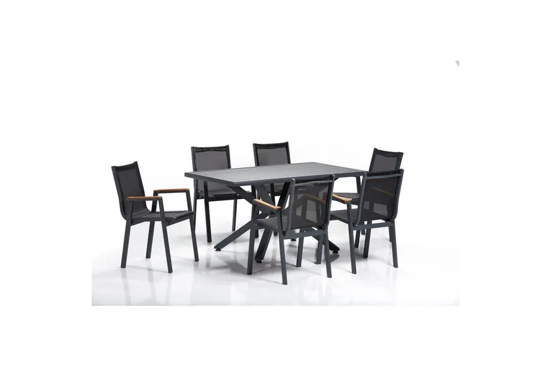 Hagebord- og stolsett (7 deler) Narellan Grå, Grå