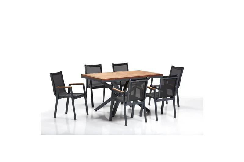 Hagebord- og stolsett (7 deler) Narellan Grå Valnøtt, Grå Valnøtt