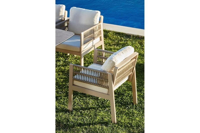 Hagebord- og stolsett (8 deler) Bonavista Keramisk Beige - Lyse brun - Hagemøbler & utemiljø - Hagegruppe - Spisegrupper hage