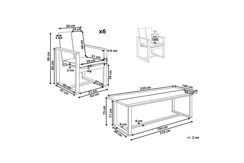 Hagegruppe Azzanello sett av 6 - Hagemøbler & utemiljø - Hagegruppe - Spisegrupper hage