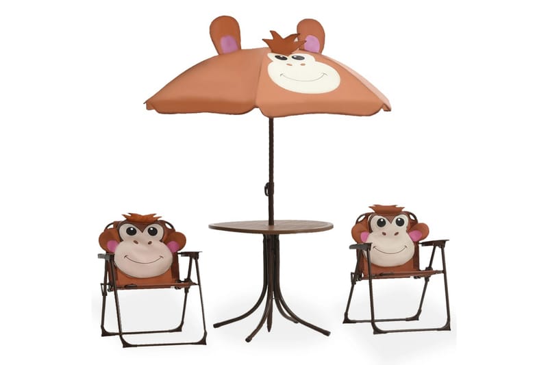 Hagegruppe til barn med parasoll 3 deler brun - Brun - Cafemøbler & cafesett