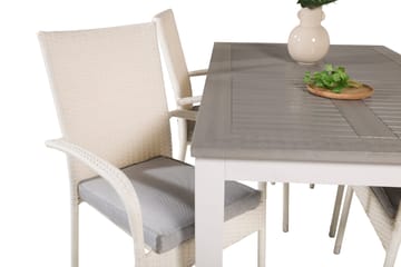 Albany Forlengbar Spisegruppe 152-210cm + 4 Anna Stoler - Grå/Hvit - Hagemøbler & utemiljø - Hagegruppe - Spisegrupper hage