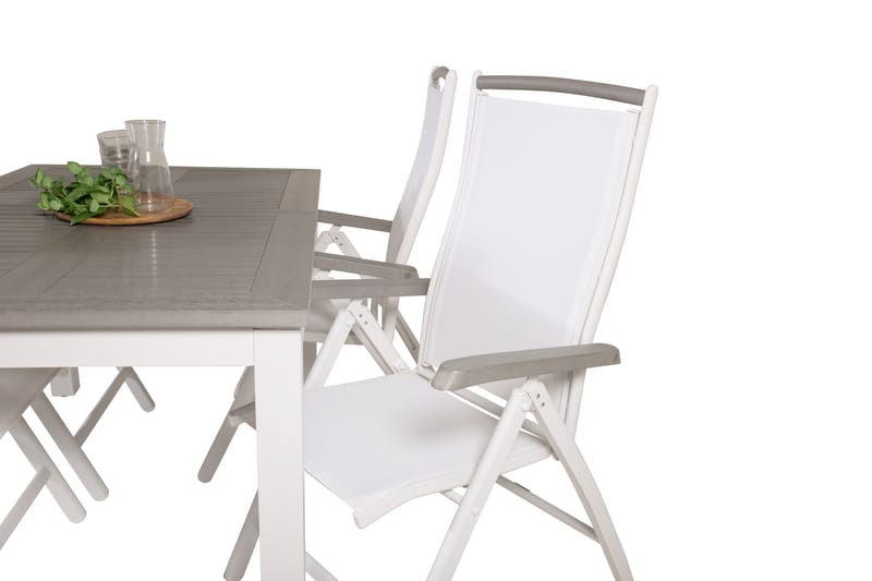 Albany Forlengbar Spisegruppe 152-210cm + 4 Stoler - Grå/Hvit - Hagemøbler & utemiljø - Hagegruppe - Spisegrupper hage