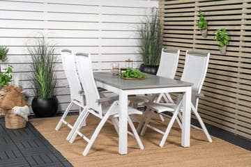 Albany Forlengbar Spisegruppe 152-210cm + 4 Stoler - Grå/Hvit - Hagemøbler & utemiljø - Hagegruppe - Spisegrupper hage