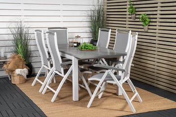 Albany Forlengbar Spisegruppe 152-210cm + 6 Stoler - Grå/Hvit - Hagemøbler & utemiljø - Hagegruppe - Spisegrupper hage