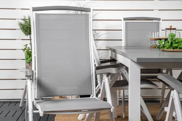 Albany Forlengbar Spisegruppe 152-210cm + 6 Stoler - Grå/Hvit - Hagemøbler & utemiljø - Hagegruppe - Spisegrupper hage