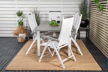 Albany Forlengbar Spisegruppe 152-210cm + 6 Stoler - Grå/Hvit - Hagemøbler & utemiljø - Hagegruppe - Spisegrupper hage