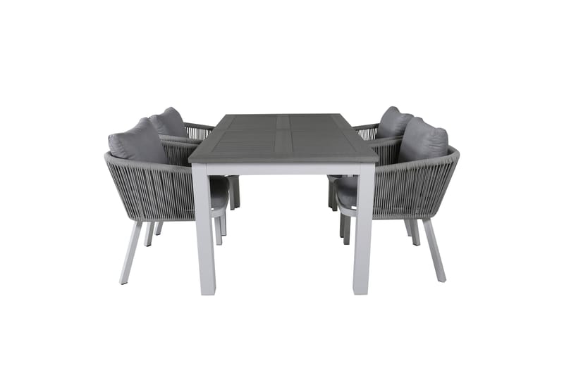 Albany Forlengbar Spisegruppe 152cm + 4 Virya Stoler, Grå/Hvit