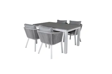 Albany Forlengbar Spisegruppe 152cm + 4 Virya Stoler - Grå/Hvit - Hagemøbler & utemiljø - Hagegruppe - Spisegrupper hage