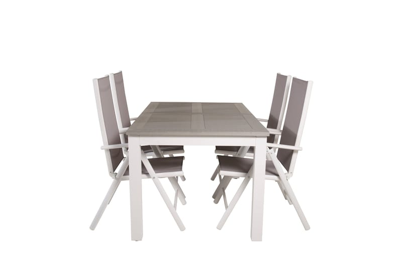 Albany Forlengbar Spisegruppe 152cm+4 Break Spisestoler, Grå/Hvit
