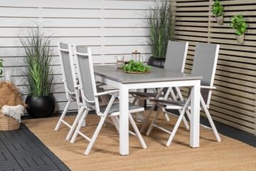 Albany Forlengbar Spisegruppe 152cm+4 Break Spisestoler - Grå/Hvit - Hagemøbler & utemiljø - Hagegruppe - Spisegrupper hage