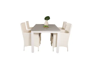 Albany Spisegruppe 152 cm med 4 st Malin Stoler - Hvit - Hagemøbler & utemiljø - Hagegruppe - Spisegrupper hage