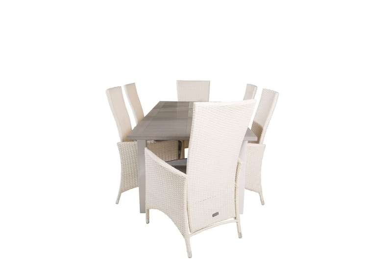 Albany Spisegruppe 152 cm med 6 st Padova Stoler, Grå