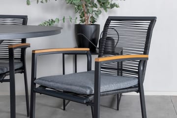 Alma Spisegruppe Rund Ø120cm + 4 Dallas Spisestoler - Svart - Hagemøbler & utemiljø - Hagegruppe - Spisegrupper hage