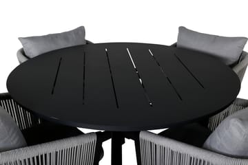 Alma Spisegruppe Rund Ø120cm + 4 Virya Spisestoler - Svart/Grå - Hagemøbler & utemiljø - Hagegruppe - Spisegrupper hage