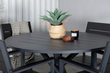 Alma Spisegruppe Rund 120cm+4 Levels Stablebare Stoler - Svart - Hagemøbler & utemiljø - Hagegruppe - Spisegrupper hage