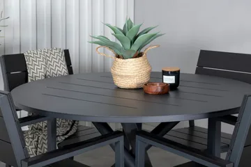 Alma Spisegruppe Rund 120cm+4 Levels Stablebare Stoler - Svart - Hagemøbler & utemiljø - Hagegruppe - Spisegrupper hage