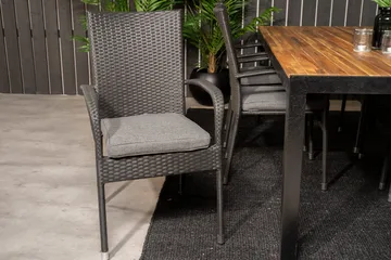 Bois Spisegruppe 200cm + 6 Anna Karmstoler - Svart/Grå - Hagemøbler & utemiljø - Hagegruppe - Spisegrupper hage