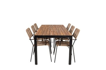 Bois Spisegruppe 200cm + 6 Lindos Karmstoler - Svart - Hagemøbler & utemiljø - Hagegruppe - Spisegrupper hage