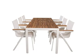 Bois Spisegruppe 200cm + 6 Mexico Karmstoler - Natur - Hagemøbler & utemiljø - Hagegruppe - Spisegrupper hage