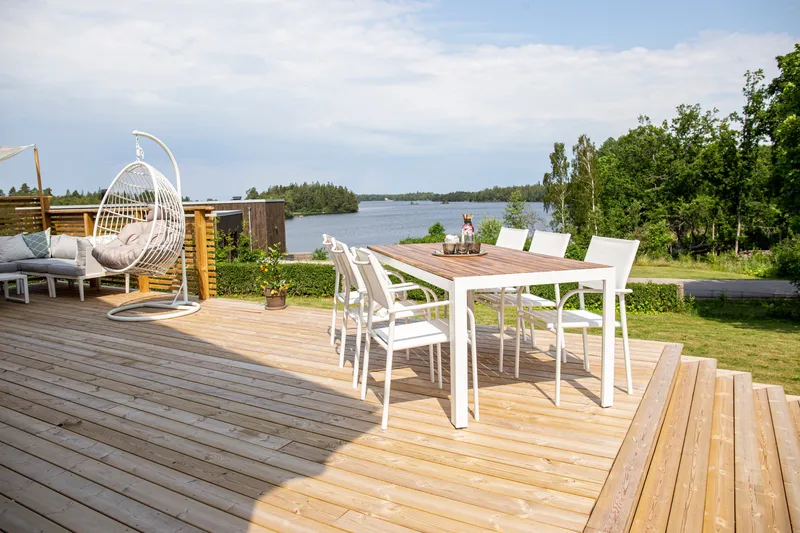 Bois Spisegruppe 200cm + 6 Santorini Karmstoler, Natur/Hvit