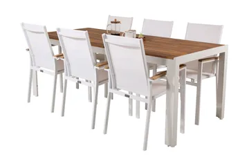 Bois Spisegruppe 200cm + 6 Texas Karmstoler - Svart/Grå - Hagemøbler & utemiljø - Hagegruppe - Spisegrupper hage