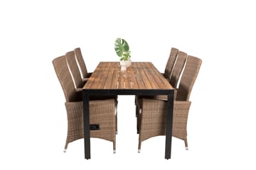 Bois Spisegruppe 200cm + 6 Padova Reclinerstoler - Antrasitt - Hagemøbler & utemiljø - Hagegruppe - Spisegrupper hage