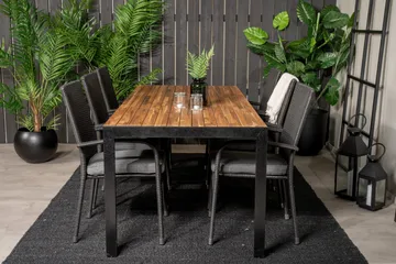 Bois Spisegruppe 200cm + 6 Anna Karmstoler - Svart/Grå - Hagemøbler & utemiljø - Hagegruppe - Spisegrupper hage