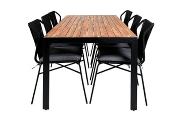 Bois Spisegruppe 205cm + 6 Julian Spisestoler - Svart/Brun - Hagemøbler & utemiljø - Hagegruppe - Spisegrupper hage