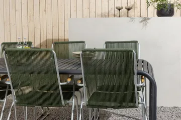 Borneo Spisegruppe 200 cm + 6 Bois Karmstoler - Grønn/Svart - Hagemøbler & utemiljø - Hagegruppe - Spisegrupper hage