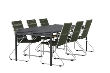 Borneo Spisegruppe 200 cm + 6 Bois Karmstoler - Grønn/Svart - Hagemøbler & utemiljø - Hagegruppe - Spisegrupper hage