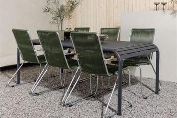 Borneo Spisegruppe 200 cm + 6 Bois Karmstoler - Grønn/Svart - Hagemøbler & utemiljø - Hagegruppe - Spisegrupper hage