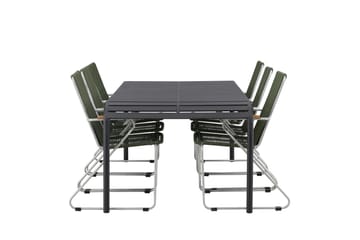 Borneo Spisegruppe 200 cm + 6 Bois Karmstoler - Grønn/Svart - Hagemøbler & utemiljø - Hagegruppe - Spisegrupper hage