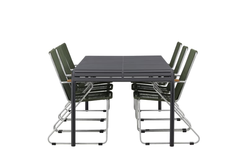 Borneo Spisegruppe 200 cm + 6 Bois Karmstoler - Grønn/Svart - Hagemøbler & utemiljø - Hagegruppe - Spisegrupper hage