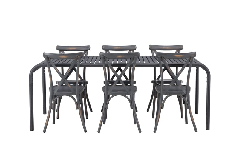 Borneo Spisegruppe 200 cm + 6 Tablas Spisestoler - Mørkegrå/Svart - Hagemøbler & utemiljø - Hagegruppe - Spisegrupper hage