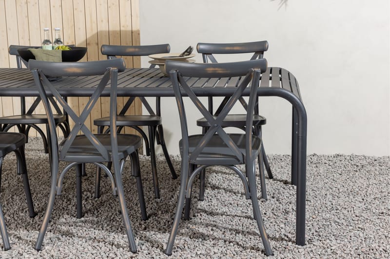 Borneo Spisegruppe 200 cm + 6 Tablas Spisestoler - Mørkegrå/Svart - Hagemøbler & utemiljø - Hagegruppe - Spisegrupper hage